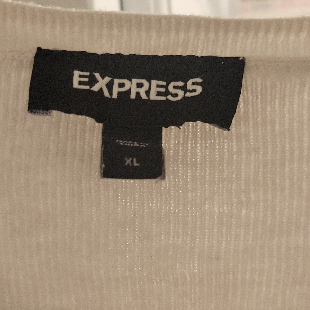 Express Cream Ribbed Sweater - Picture 2 of 3